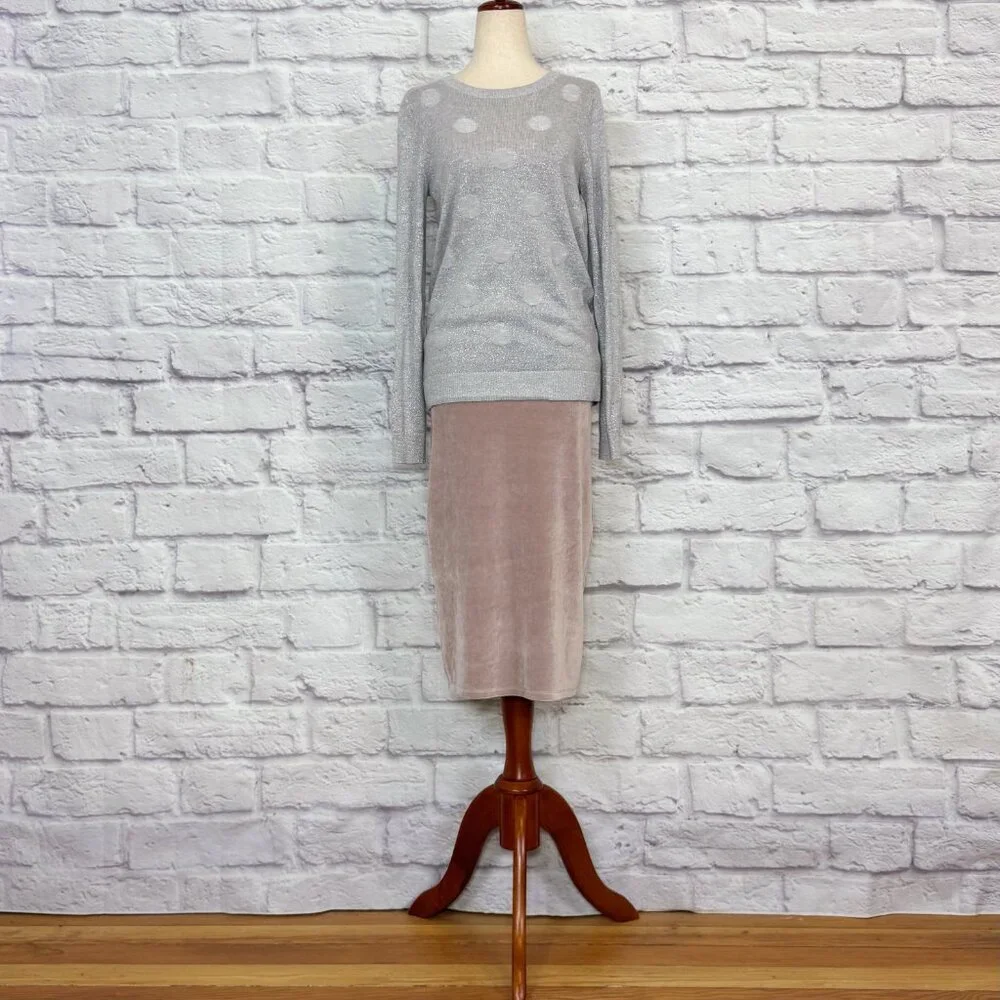 Liz Claiborne Silver Metallic Polka Dot Sweater - Picture 5 of 9